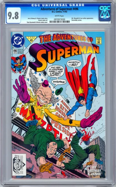 Adventures Of Superman #496 Cgc 9.8 *First Doomsday App* Death Of Superman 1992