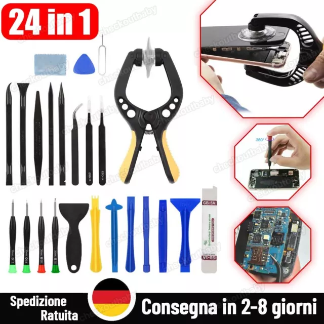 24 in 1 Kit Smontaggio Riparazione Cellulari Smartphone e Tablet Set Utensili