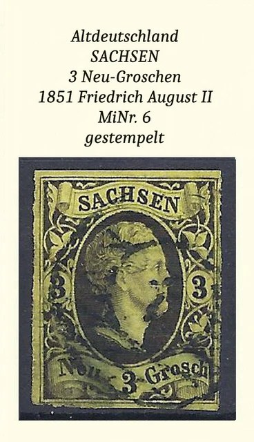 Altdeutschland Sachsen MiNr. 6 gestempelt, schöne Marke