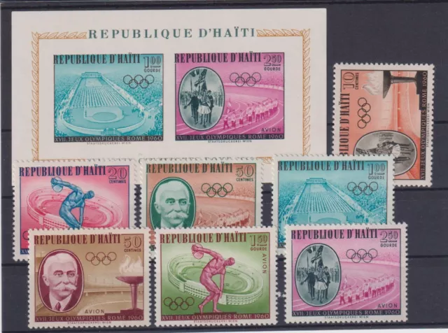 Haiti: Nr. 629-635 + Block 14 ** postfrisch / Olympiade 1960