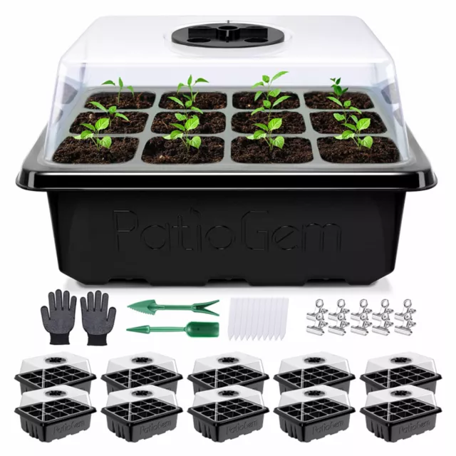 10 Packs Seed Starter Trays Seedling Tray Humidity Adjustable Kit with Dome Tool