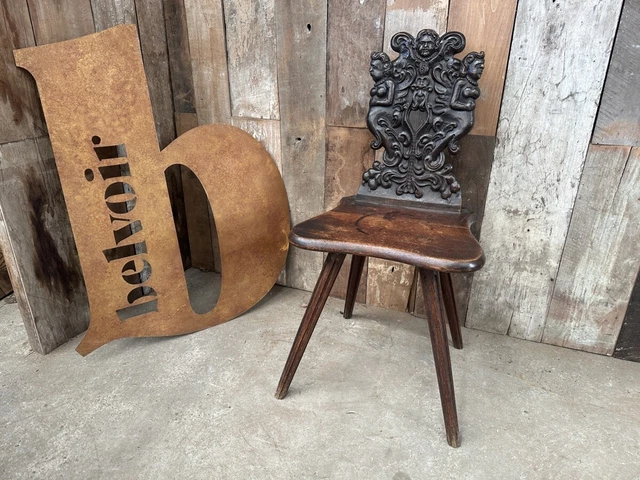 Antique 19th Century Oak Hall Chair Mermaid, c 1830
