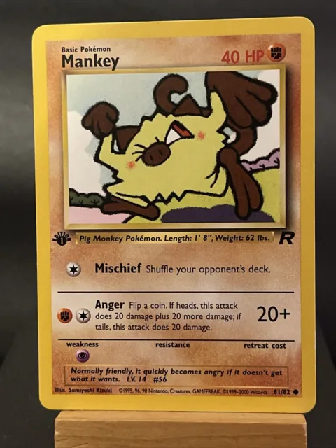 Pokemon Card Mankey 61/82 Team Rocket 1st Edition Near Mint