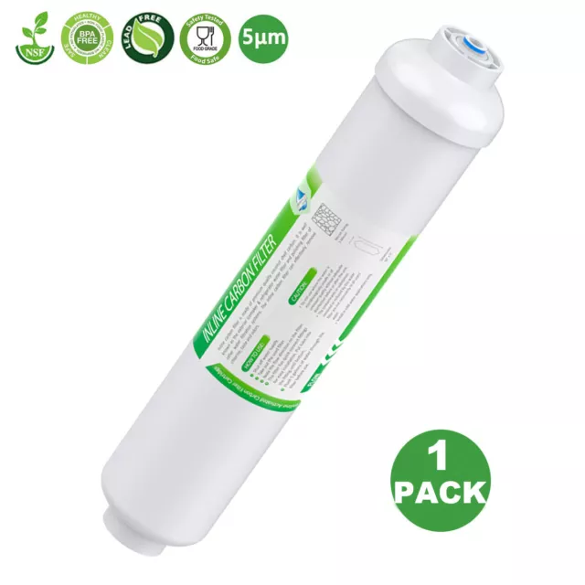 Filtro de agua de carbono poste en línea Quick Connect T33 de 1/4" para nevera RO máquina de hielo