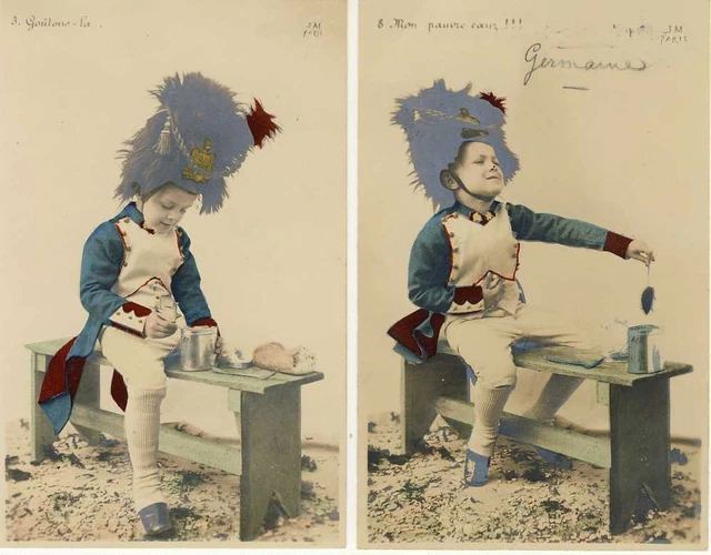 2 CPA militaria Patriotique enfant déguisé soldat (11414)