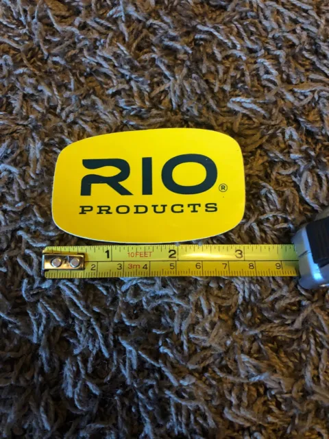 RIO PRODUCTS YELLOW Blue Fly Fishing Reels Rods Fish Logo Sticker Approx 3  $5.00 - PicClick