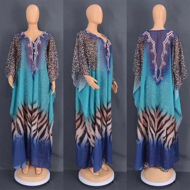 Set maxi pantaloni abito stampa leopardata africana dashiki set donna abaya abito caftano 11
