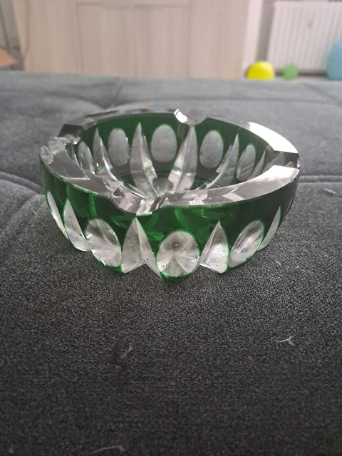 Ancien Cendrier Verre Cristal Saint St Louis Signé Art Nouveau Deco Vintage