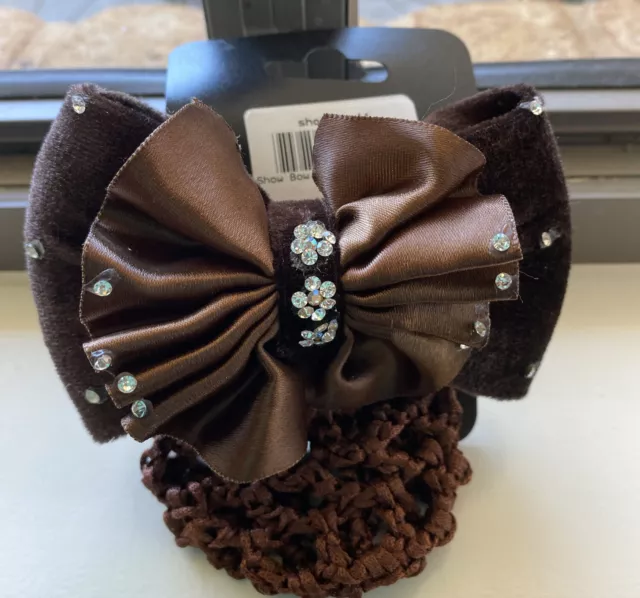 Bow Hair Clip with hair net/snood - brown