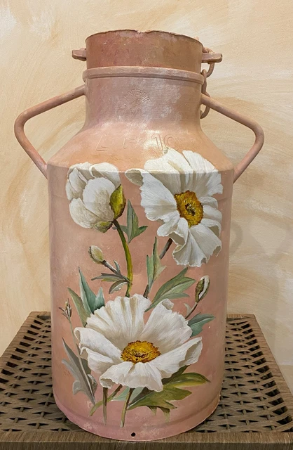 Set Plateau Cuillère à Lait/sucre Métal émaillé Roses – Années 70 Vintage