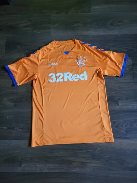 Rangers Football Shirt XL Orange 2018 2019 Third Hummel 32 Red Glasgow Top Rare