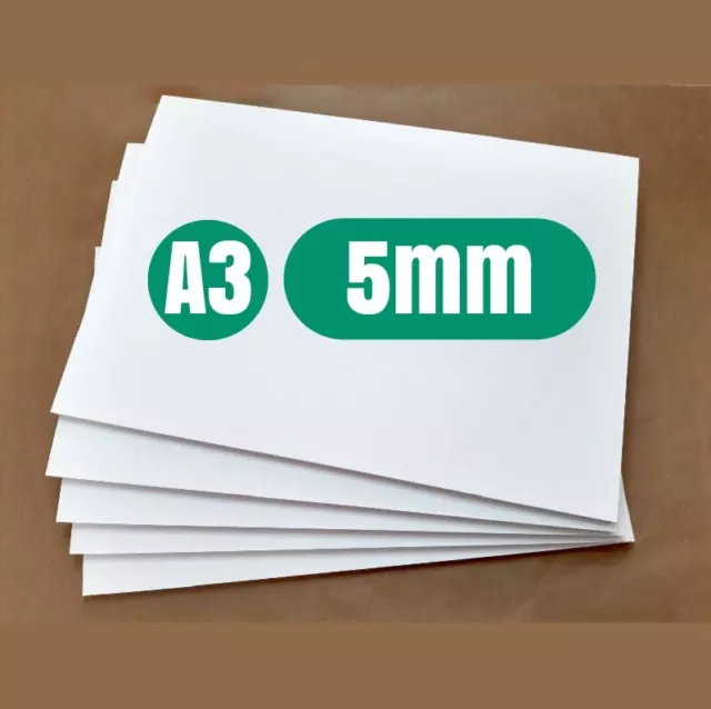 5mm - 5 Pieces of Matt White  A3 sized foamex foam sheet / sign board