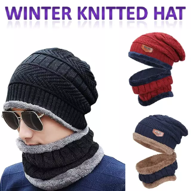 Winter Warm Knit Hat Scarf Set Ear Head Neck Cover Snow Ski Beanie Cap Men Women