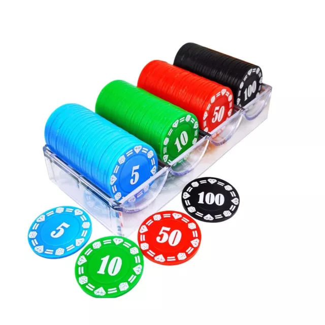Lynkaye Plastic Poker Chips 100 Poker Chip Set with Storage Box，Denomination ...