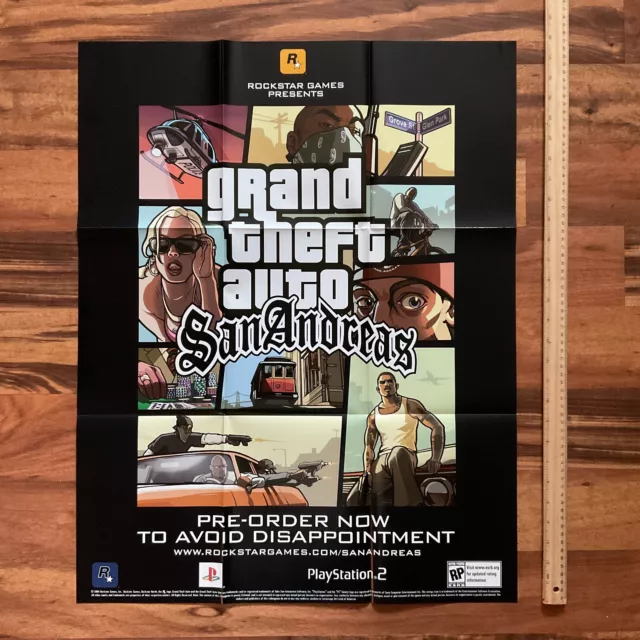 RARE 2004 GRAND THEFT AUTO SAN ANDREAS PS2 Video Game = Promo Print AD /  POSTER