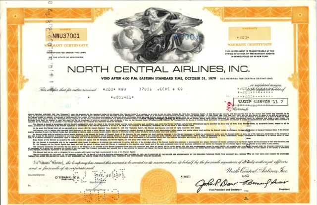 North Central Airlines Inc......1979 Warrant Certificate
