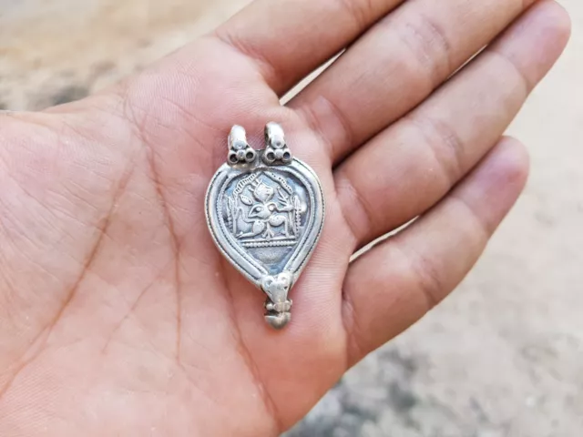 1920s Vintage Original Old Lord Hanuman Tribal 8 Grams Silver Amulet Pendant