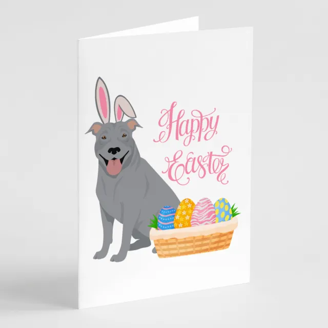 Blue Pit Bull Terrier Easter Greeting Cards Envelopes Pack of 8 WDK4930GCA7P