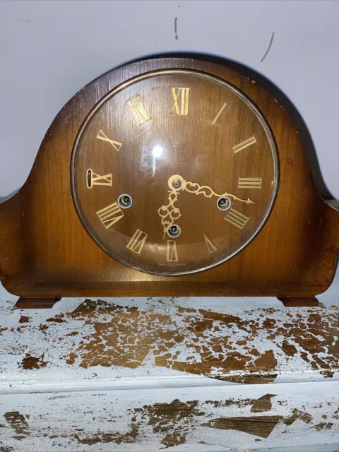 Large Vintage Smiths Westminster Chiming Mantle Clock Untested With Key 2