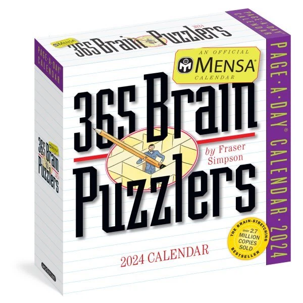 MENSA 365 BRAIN Puzzlers Pageaday Calendar 2024 Word Puzzles, Logic