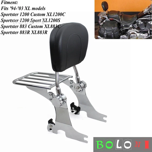 CHROME BACKREST SISSY Bar For Harley Davidson Sportster XL1200 XL883