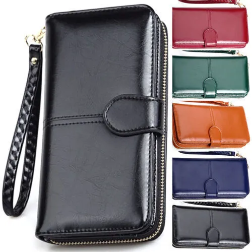 Ladies Large Capacity Leather Wallet Long Purse Phone Card Holder Case Clutch UK