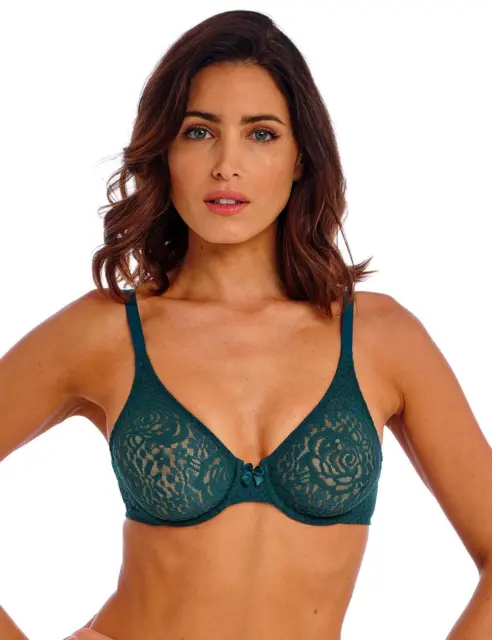 CHAINSTORE BLACK LACE UNDERWIRED MOULDED BALCONY BRA SIZE 36E CUP