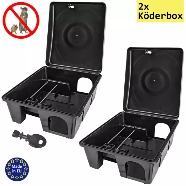 2x Köderstation Mäusefalle Mäusebox Köderbox Rattenbox Nagerköderstation Petigi