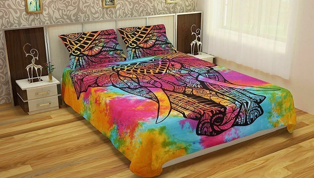 Ensemble de literie tie-dye éléphant indien Housse de couette Hippie Housse...
