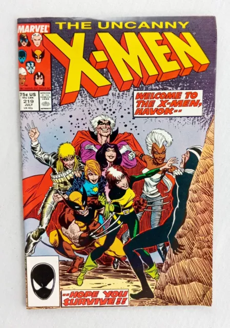 Uncanny X-Men #219 - 1987 Marvel Comics Havok Joins The X-Men Chris Claremont.