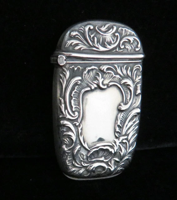 Antique Art Nouveau 925 Sterling Silver Match Safe Vesta Case