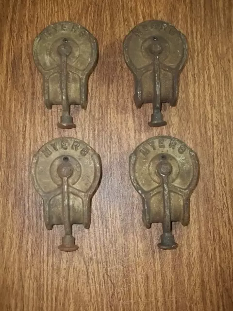 Lot 4 Antique Primitive Myers Barn Door Rollers Single Wheel