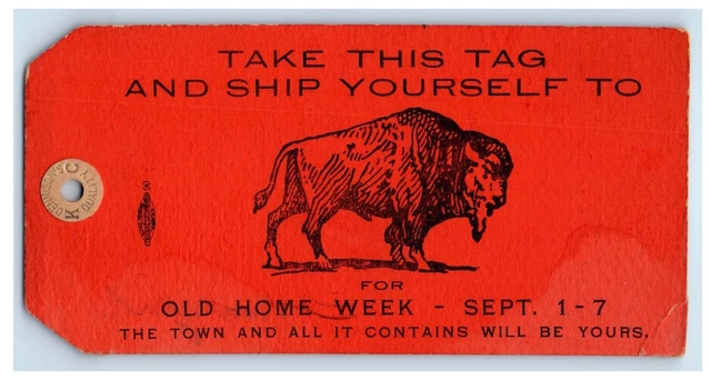 1907 Dennison Luggage Tag Old Home Week Buffalo New York NY Advertising Postcard
