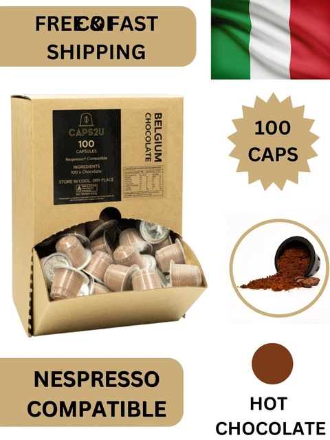 100PC PREMIUM BELGIUM Hot Chocolate Capsules Pods Nespresso