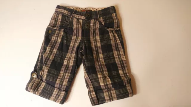 6/114 Catimini Girls Plaid Flannel Fall  Bermuda Knee Button Adjustable Shorts