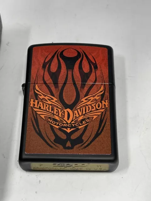 Zippo 2011 Harley Davidson  Flaming Bar Shield Lighter Unfired In Box V800