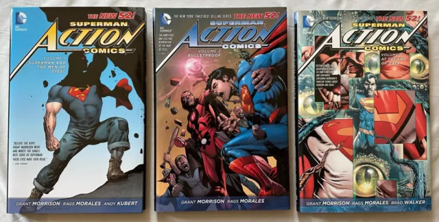 Lot of 3 Superman Action Comics HC Grant Morrison New 52! Vol. 1, 2, 3 DC FN+ OP