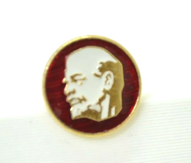 Vintage Soviet Pin Gold Tone Enamel Vladimir Lenin Marxist Ц10k Lapel Hat Bag