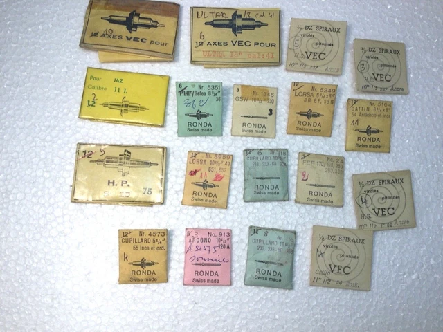 Lot De Pièces Horlogerie - Spiraux, Tiges, Verres Robur Japy, Remontoirs (occasion)