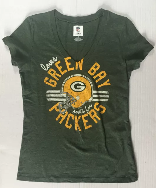 NFL Team Apparel Green Bay Packers Women's Size Small V-Neck T-Shirt Top
