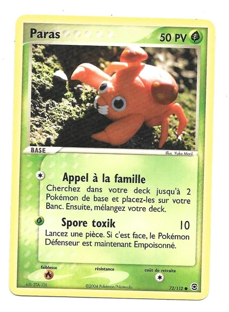 Carte Pokémon Paras 72/112 - Set Ex Rouge Feu & Vert Feuille (fr)