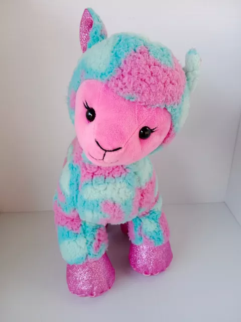 Build A Bear Cotton Candy Llama Blue and Pink Teddy Feel