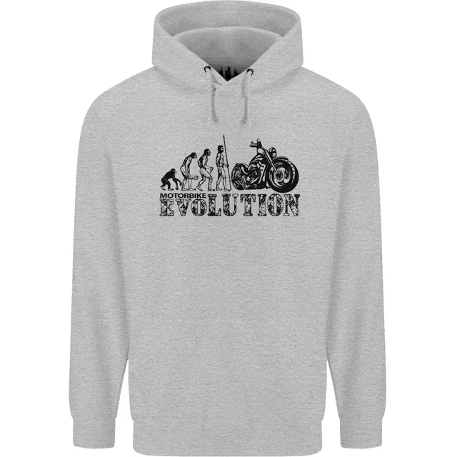 Felpa con cappuccio Evolution of Motorcycle Biker da uomo 80% cotone
