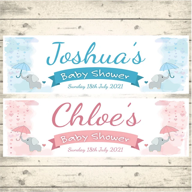 2 Personalised Banners Baby Shower - Girl, Boy, Unisex Girl, Unisex Boy