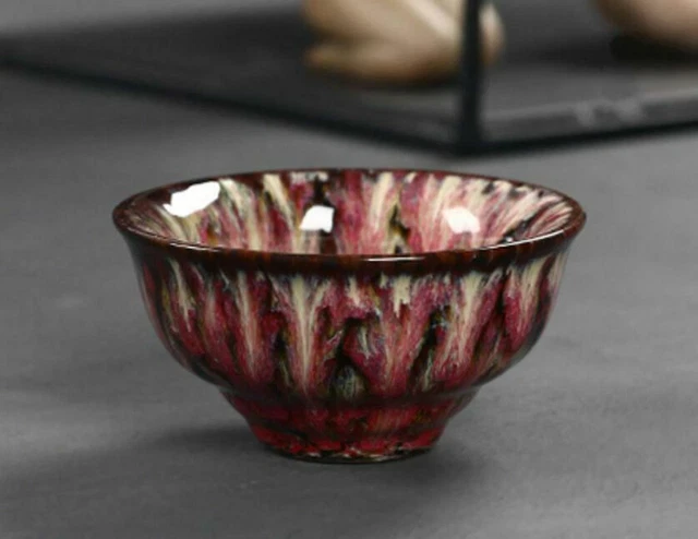 China porcelain DEHUA fambe Tenmoku glaze tea cup bowl JIANZHAN Red
