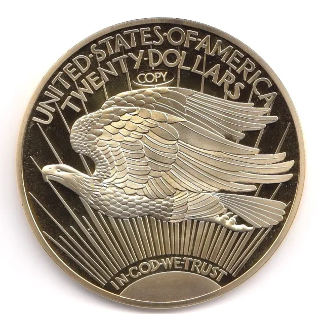 1933 USA Gold Plated GIANT $25 Dollar Liberty Double Eagle Coin 119 grams COA 2