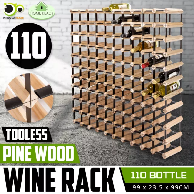 110 Bottle Timber Wine Rack Wooden Storage System Cellar Organiser Stand Display