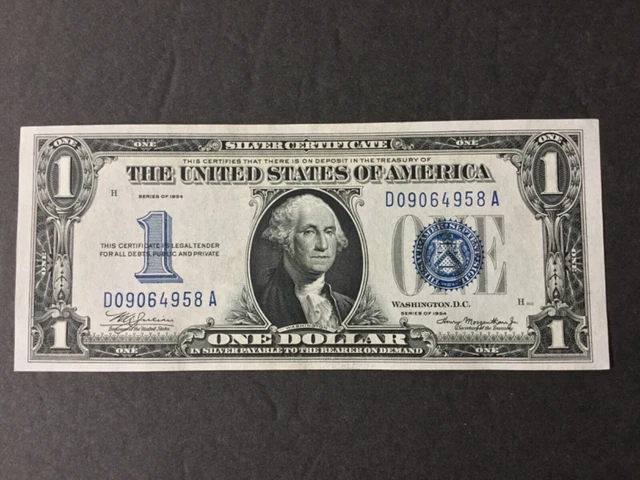 1934 U.s. $1 Dollar Silver Certificate.