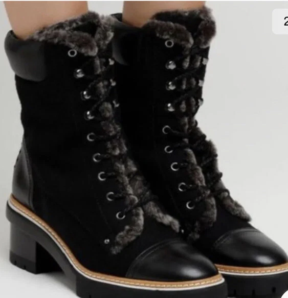 tory burch miller genuine shearling trim boot