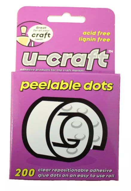 6 x U-Craft 10mm Peelable Removable Adhesive Dots 200 per roll 201062